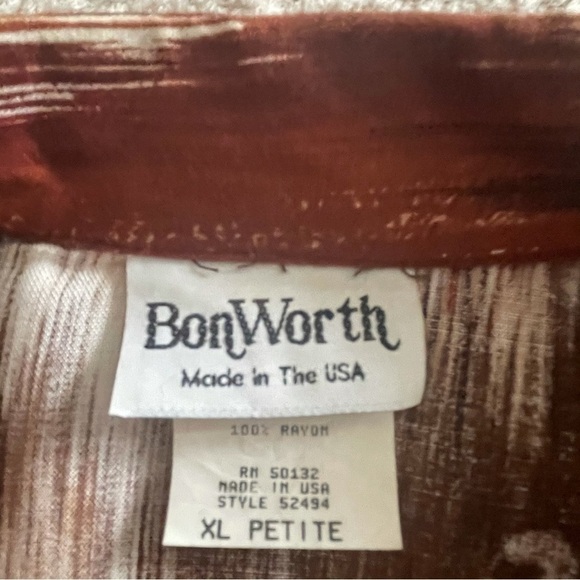 Bon Worth vintage zippered lightweight jacket top abstract neutral print XL P - Picture 5 of 8